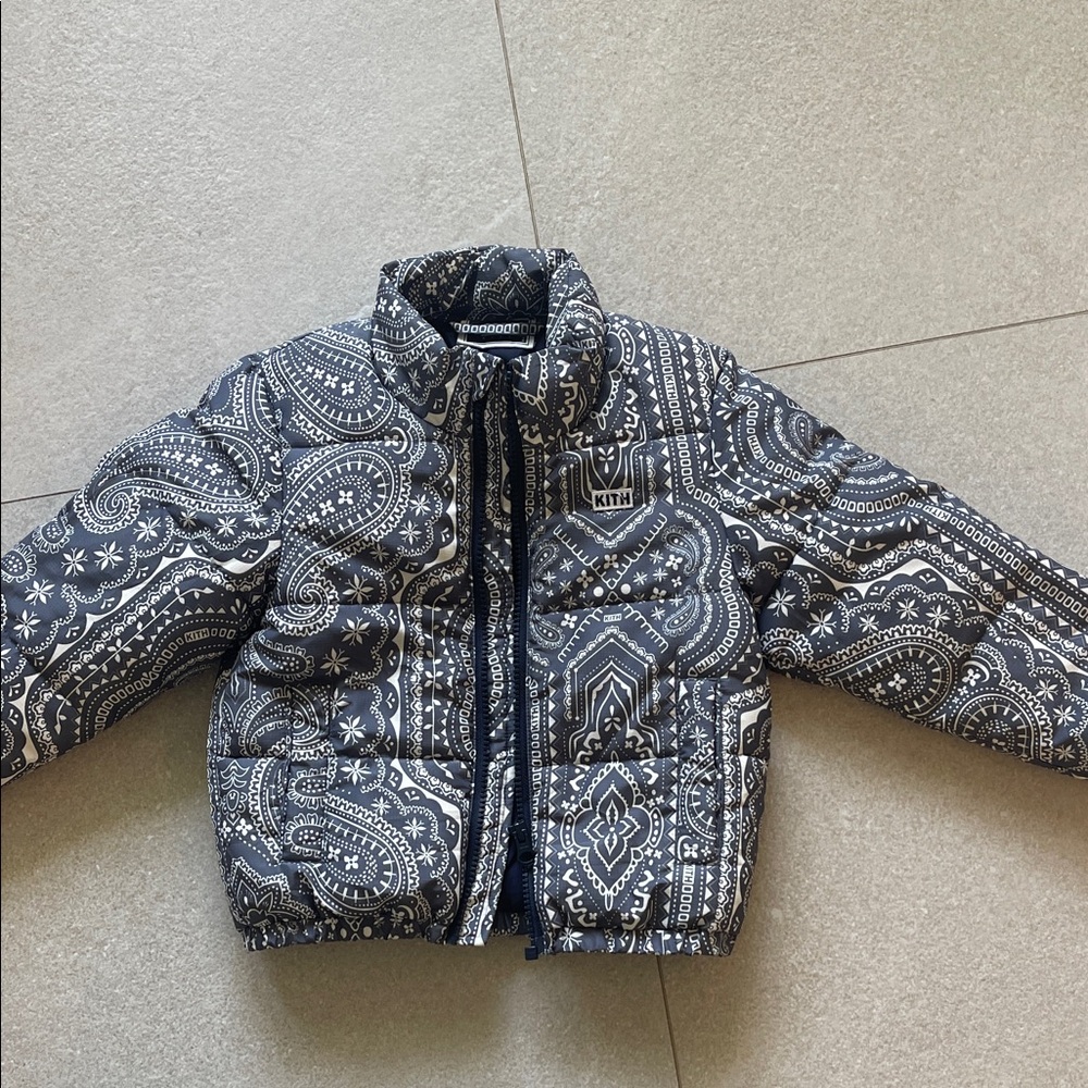 Kith Kids Navy Paisley Puffer Jacket